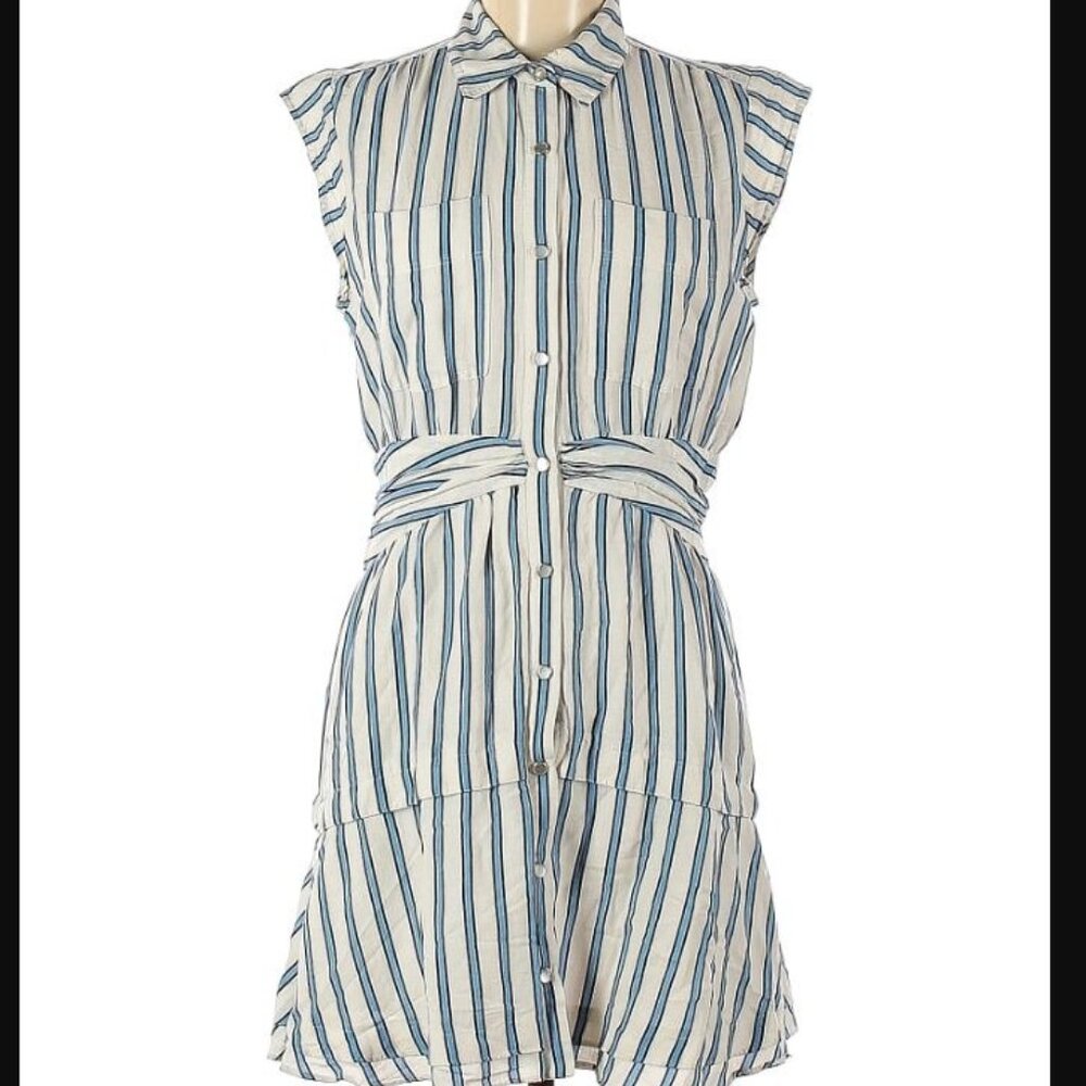 Derek Lam Striped Tie Waist Shirt Dress - size 8